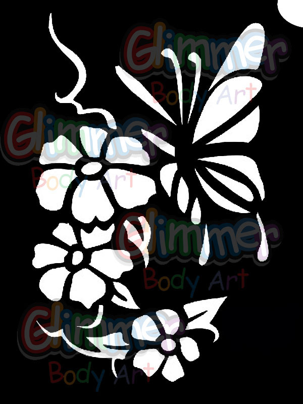 Glitter Tattoo Large Butterfly 075 3 layer stencil 1 Stencil